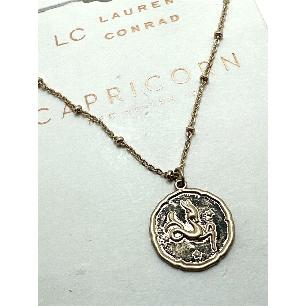 Lauren Conrad Capricorn Pendant Necklace Gold Tone Zodiac Charm LC 16